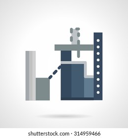 Flat color style vector icon for industrial architecture. Factory building with production facilities. Design elements for business and website