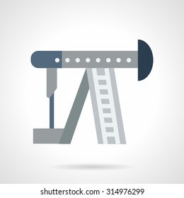 Flat color style vector icon for extraction of petroleum. Equipment and machinery to research, drilling well and extraction of oil and gas. Design elements for business and website