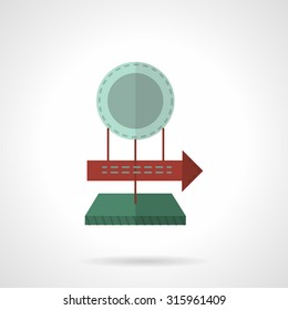 Flat color style vector icon for information signboard. Blank round board and red arrow. Elements of web design for business. 