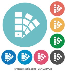 Flat color swatch icon set on round color background.