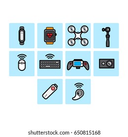 Flat color technology icon set
