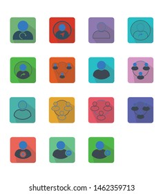 Flat color user group icon vector illustration on white background 