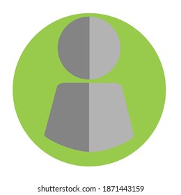Flat color user icon on green background. Fully editable. Royalty free.