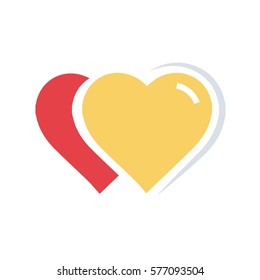 Flat color Vector 2 Heart Icon