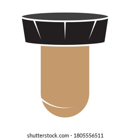 Flat color vector icon a antique bottle stopper or wooden stopper