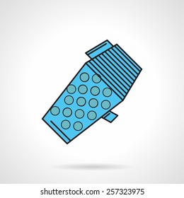 Flat color vector icon with black contour for blue full balls paintball hopper on white background.