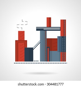 Flat color vector icon for build of concrete factory. Production of concrete, construction industry. Design element for business, logo and website.