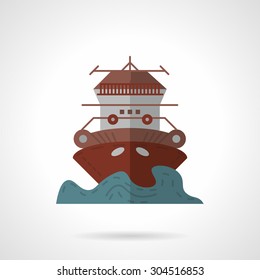 Flat color vector icon for cruise ship. Marine industry. Design element for business, logo and website.