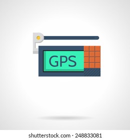 Flat color vector icon for GPS navigation device with antenna on white background.