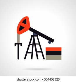 Flat color vector icon for oil extraction station. Pump jack, oil rig, petroleum derrick. Design element for business and website. Element for the logo