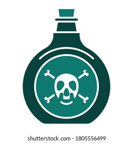 Flat color vector icon poison bottle or poisonous chemicals with crossbones for apps or websites