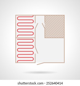 Flat color vector icon for project for heated floor installation on gray background