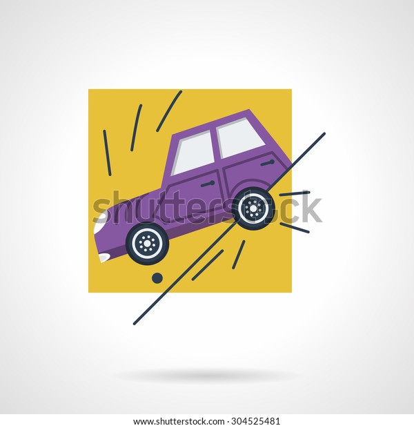 Flat color vector icon for\
sliding car off a road. Design element for business, logo and\
website.