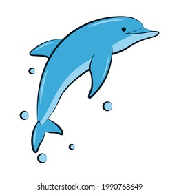 ilustración vectorial de color plano de un delfín azul