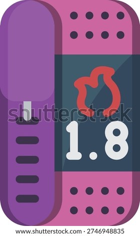 Flat color vector illustration of calorie counter related to smart watches.