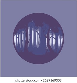 Flat color vector illustration of nature forest great for t-shirt logo and poster etc.