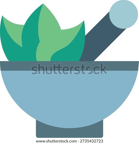 Flat color vector illustration of a pestleand mortar related to medical equipment.