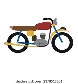 Flat color vector illustration of vintage motorcycle - motorbike logo
