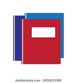flat color vector logo icon of three notebooks