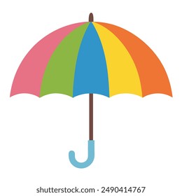 Flat color vector of a summer vacation umbrella, perfect for icons, cartoons, and clipart.
