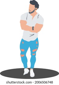 Flat color vector of a well tall built man