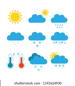 Flat color weather icons vector illustration isolated eps 10