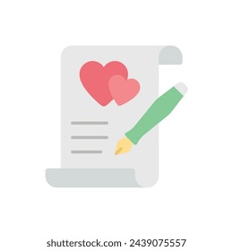 Flat color Wedding Contract vector icon