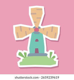 Flat Color Windmill Sticker Pack in a Cutout Style