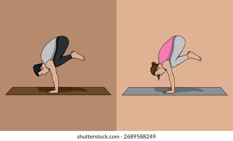 Flat Color Yoga Vector Illustrations