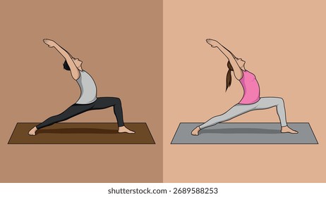 Ilustraciones vectoriales planas del yoga del color