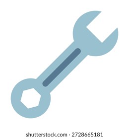 Flat colored adjustable wrench icon representing mechanical tools for construction, repair, and maintenance activities. Suitable for industrial, workshop, and professional tool visuals.