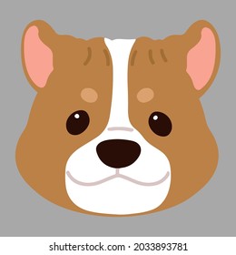 Flat colored adorable and simple Pitbull front head