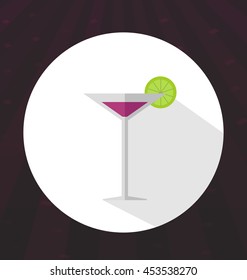 Flat colored alcohol cocktail icon, vector illustration