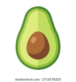 Flach gefärbte Avocado-Symbol symbolisiert gesundes Fett Superfood und ausgewogene Ernährung.