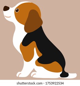 Flat colored Beagle sitting in side view