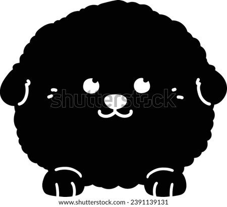 Flat colored Bichon Frise front face with paws in silhouette