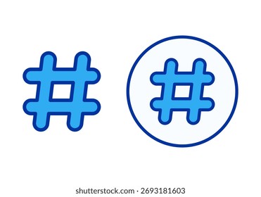 Ilustración de etiqueta azul de color plano que simboliza los temas de moda, el compromiso de las redes sociales y la comunicación digital.