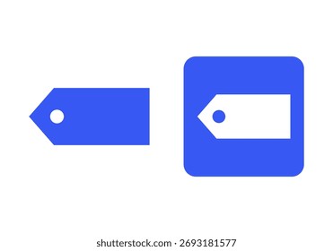 Ilustração em azul de cor plana de uma etiqueta de preço que representa o conceito de venda, marketing e desconto para uso comercial e de comércio eletrônico.
