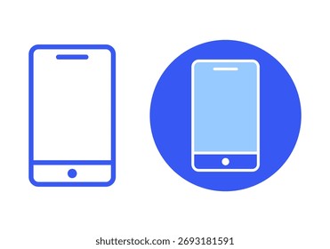 Flache, blaue Handygrafik, die digitale Kommunikation, Mobiltechnologie und Online-Verbindung darstellt.