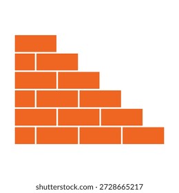 Icono de pared de ladrillo de color plano que simboliza la construcción, la arquitectura y los materiales de construcción. Ideal para propiedades, viviendas y diseños visuales estructurales.