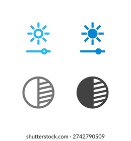 Flat Colored Brightness and Contrast Icon Set for Display Interface