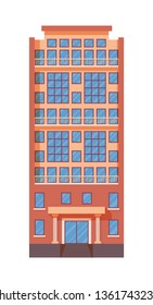 Flat colored building for the image of business and office center, hotel  and other public and municipal constructions