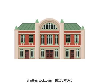 Flat colored building for the image of a school, university, museum and other public and municipal constructions