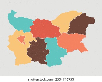 bulgaria color vintage Symbolkarte. Vintage-Bulgarien-Karte mit Regionen einzeln auf weißem Hintergrund. Europa