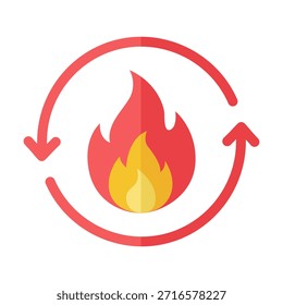 Flat colored calorie burn flame icon representing fat burning exercise and energy usage.