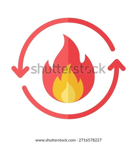 Flat colored calorie burn flame icon representing fat burning exercise and energy usage.