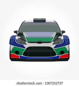 flat colored car cartoon vector illustration with black stroke and shadow effect