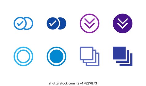 Flat Colored Checklist Dropdown Radio Tab Icon Set for Form Interface