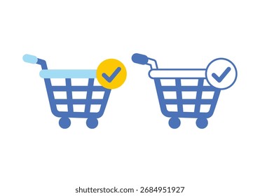 Icono de Completar compra de color plano. Ilustración para compras en línea, proceso de pago, comercio electrónico y App minoristas.