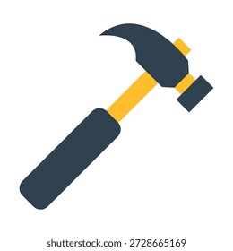 Flach gefärbte Klauenhammer-Symbol, das essenzielle Schreiner- und Bauwerkzeuge für Reparatur- und Bauarbeiten darstellt.